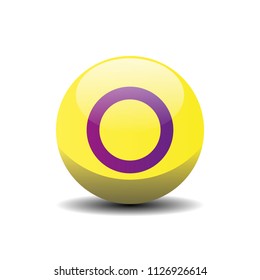 Intersex Circle Button Flag. LGBT 3D, Vector, Illustration, Symbol.
