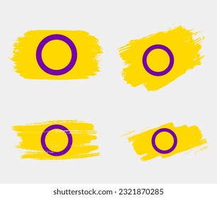Intersexuelle Flagge mit einer Bürste auf weißem Hintergrund. Konzept der LGBT-Rechte Moderne Stolz-Paraden Plakat. Vektorgrafik	

