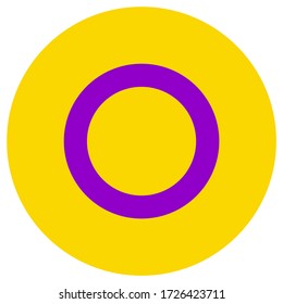 Bandera intersexual, icono de forma redonda sobre fondo blanco