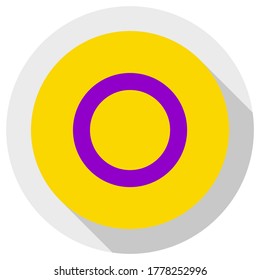Bandera intersexual, icono de forma redonda sobre fondo blanco