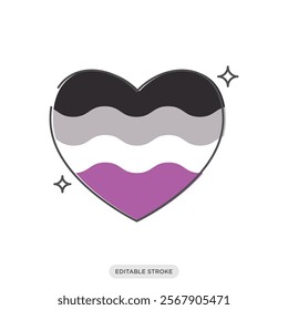 Intersex icon. Pride love rainbow flags. Heart shaped sticker. LGBT symbol sign.