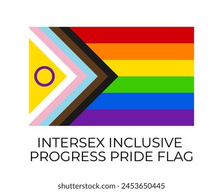 Banderas Intersex Inclusive Progress Pride. Símbolo de la comunidad LGBT. Identidad sexual de bandera de Vector. Plantilla fácil de editar para Anuncios, carteles, diseño de logotipos, etc