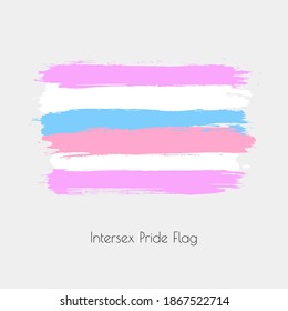 Intersex lgbt vector watercolor flag. Hand drawn ink dry brush stains, strokes, stripes, horizontal lines isolated on white background. Painted colorful symbol of non-binary, pride, rights equality.