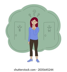 Intersex man character. The problems of intersex people. Gender selection. LGBT. Vector illustration.