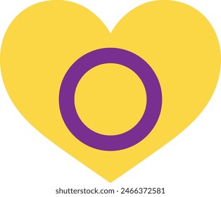 orgullo intersexual forma de corazón, orgullo intersexual forma de corazón Ilustración vectorial.
