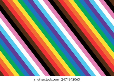 Intersex Progress Pride flag. New LGBTQ Pride Flag. New  Updated Intersex Inclusive Progress Pride Flag. Banner Flag for LGBT, LGBTQ or LGBTQIA plus Pride. Vector illustration