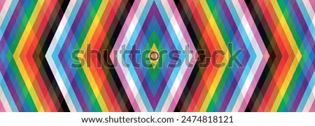 Intersex Progress Pride flag. New LGBTQ Pride Flag. New  Updated Intersex Inclusive Progress Pride Flag. Banner Flag for LGBT, LGBTQ or LGBTQIA plus Pride. Vector illustration