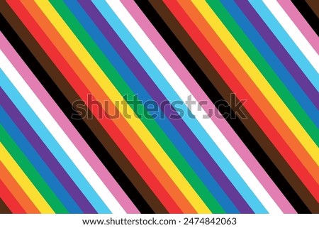 Intersex Progress Pride flag. New LGBTQ Pride Flag. New  Updated Intersex Inclusive Progress Pride Flag. Banner Flag for LGBT, LGBTQ or LGBTQIA plus Pride. Vector illustration