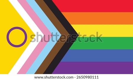 Intersex-inclusive Progress Pride Flag, Pride month, gay community and freedom concept, vector illustration