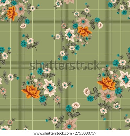 Interspersed with the flowers are intricate black patterns made of dots and swirls, some resembling paisley or vine-like shapes. New flower and patterns