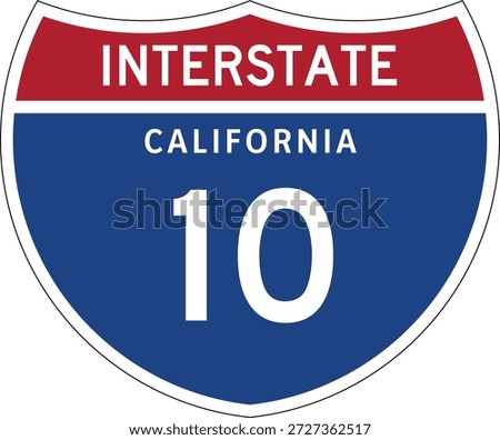Interstate 10 California Highway Marker Design Shield Vector Design