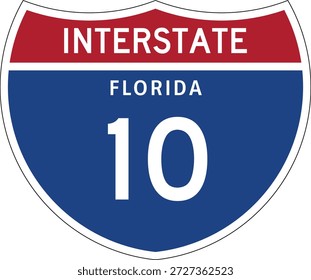 Interstate 10, Florida, Diseño de Vector de Escudo de Diseño de Marcador de Carretera