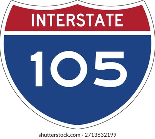 Interstate 105 Shield USA Road Sign Editable Design Vector I-105