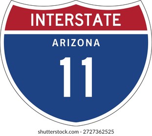 Interestadual 11, Arizona, Design de Vetor de Escudo de Marcador de Rodovia