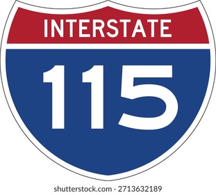 Interstate 115 Shield USA Road Sign Editable Design Vector I-115