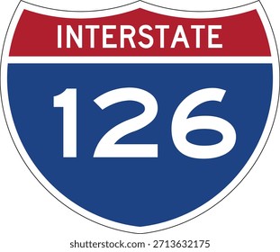 Interstate 126 Shield USA Road Sign Editable Design Vector I-126