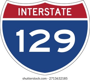 Interstate 129 Shield USA Road Sign Projeto Editável Vetor I-129