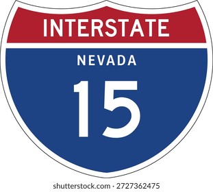 Interstate 15, Nevada, Highway Marker Design Shield Vector Design