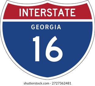 Interstate 16 Georgia Diseño de Vector de escudo de diseño de marcador de carretera