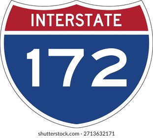 Interstate 172 Shield USA Señal de tráfico Vector de diseño editable I-172