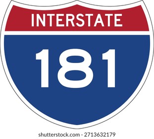 Interstate 181 Shield USA Road Sign Editable Design Vector I-181