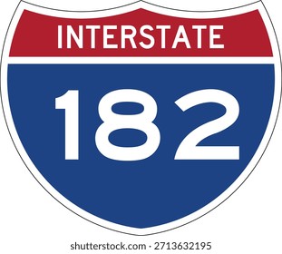 Interstate 182 Shield USA Road Sign Editable Design Vector I-182