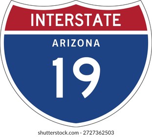 Interstate 19 Arizona Highway Marker Design Escudo de diseño de Vector