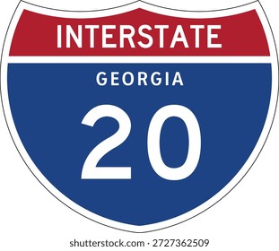 Interstate 20 Georgia Highway Marker Design Shield Vektordesign