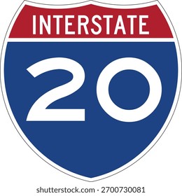 Interstate 20 Shield USA Road Sign