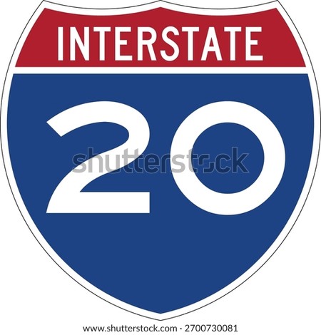 Interstate 20 Shield USA Road Sign