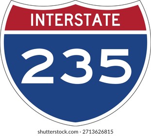Interstate 235 Shield USA Road Sign Editable Design Vector
