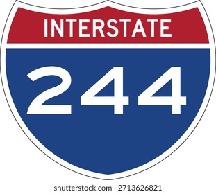 Interstate 244 Shield USA Road Sign Projeto Editável Vetor I-244