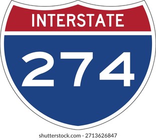 Interstate 274 Shield USA Señal de tráfico Vector de diseño editable I-274