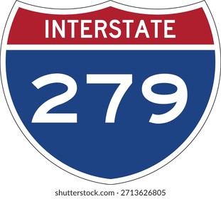 Interstate 279 Shield USA Señal de tráfico Vector de diseño editable I-279