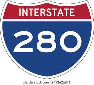 Interstate 280 Shield USA Road Sign Editable Design Vector I-280