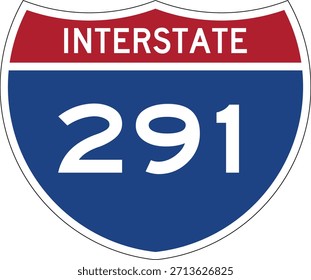 Interstate 291 Shield USA Señal de tráfico Vector de diseño editable I-291
