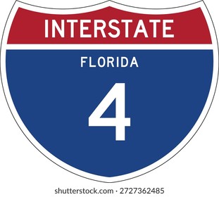 Interstate 4 Florida Highway Marker Design Shield Vector Design