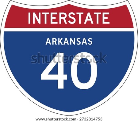 Interstate 40 Arkansas I-40 AR Highway Shield Badge USA Road Sign MUTCD Editable Design Vector