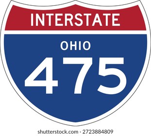 Interstate 475, Ohio, I-475 Vector de Diseño de Escudo de Carretera