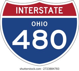 Interstate 480, Ohio, I-480 Vector de Diseño de Escudo de Carretera