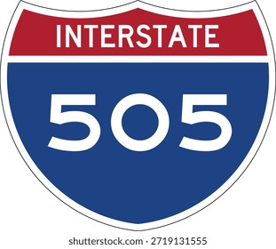 Interstate 505, I-505, Highway Design Shield Editable Vector