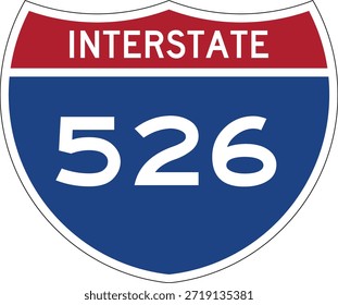 Interstate 526, I-526, Highway Design Shield Vetor Editável