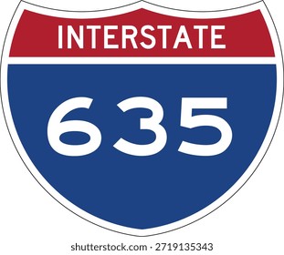 Interstate 635, I-635, Highway Design Shield Editable Vector