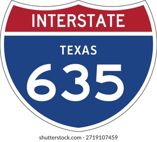 Interstate 635 Texas, I-635, Highway Design Shield Editable Vector