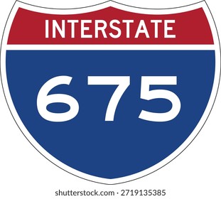 Interstate 675, I-675, Highway Design Shield Editable Vector