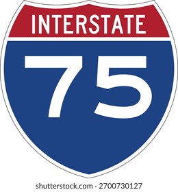 Interstate 75 Shield USA Road Sign Diseño Editable
