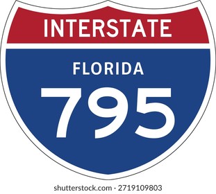 Interstate 795 Florida, I-795, Highway Design Shield Editable Vector