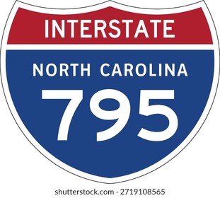 Interstate 795 North Carolina, I-795, Highway Design Shield Editable Vector