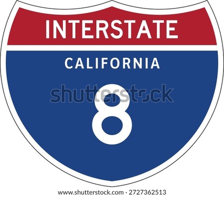 Interstate 8 California Highway Marker Design Shield Vector Design