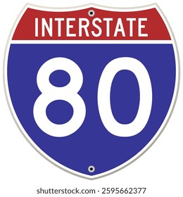 Interstate 80 Road Sign vector illustration